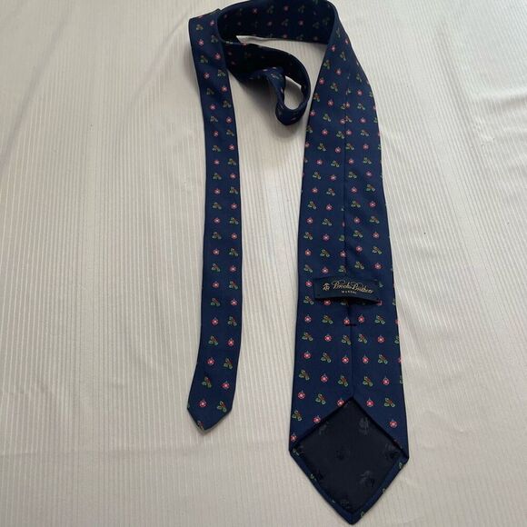 Brooks Brothers Makers Navy Blue Silk Christmas Tie Necktie - Picture 3 of 5